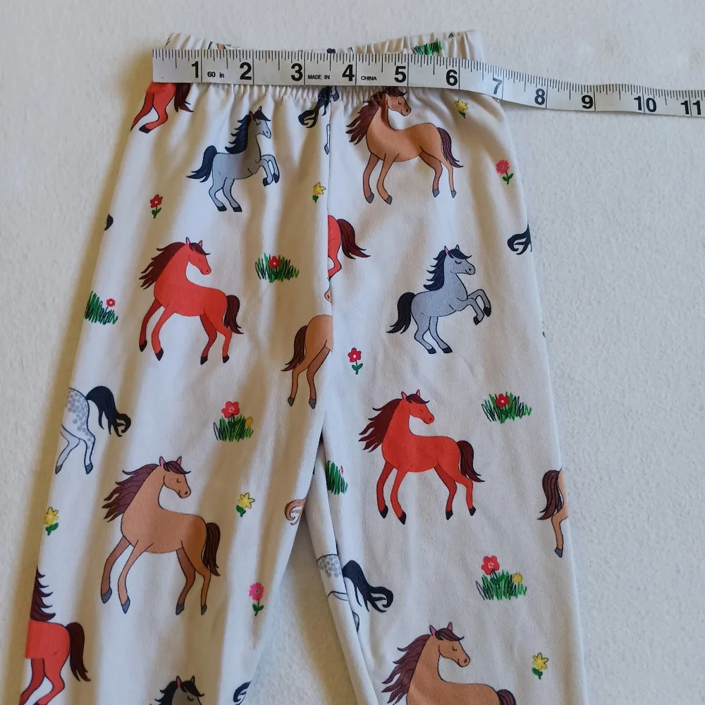 Kids Sz9-12M Leggings with Colorful Horse Print